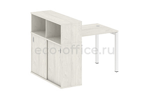 Стол письменный с опорным шкафом-купе METAL SYSTEM QUATTRO 5x5 50БП.РС-СШК-3.1 Дуб Наварра / Белый металл фото