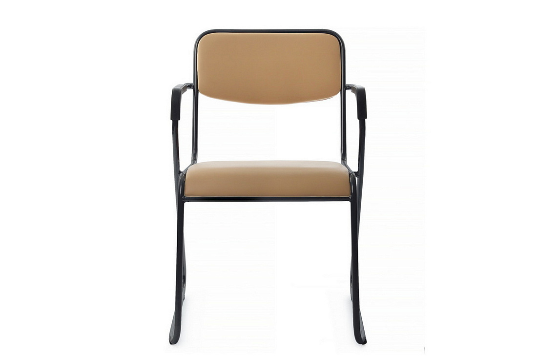 кресло rv chair nix plus omkl-04b бежевая экокожа / чёрный металл фото