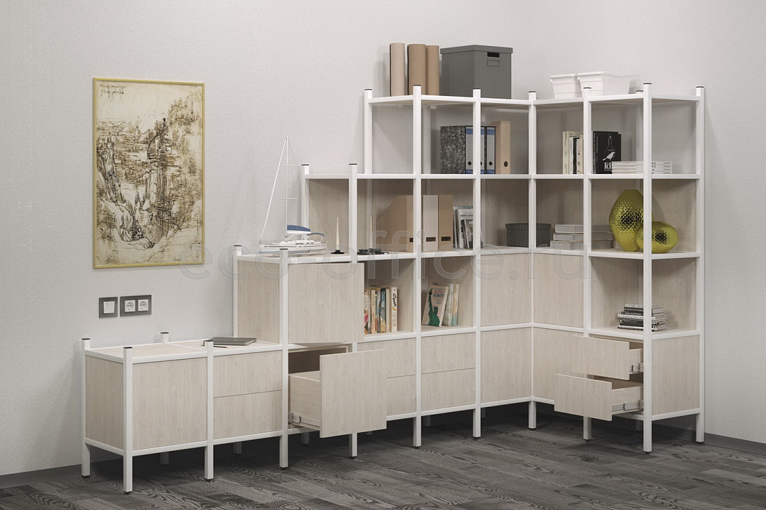 Стеллаж наборный LOFT Денвер Светлый / Белый металл  стоимость