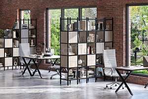 Кабинет руководителя LOFT Дуб Аттик / Чёрный металл фото