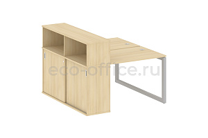 Рабочая станция с опорным шкафом-купе METAL SYSTEM QUATTRO 5x5 50БО.РС-СШК-2.1 Акация Лорка / Серый металл фото