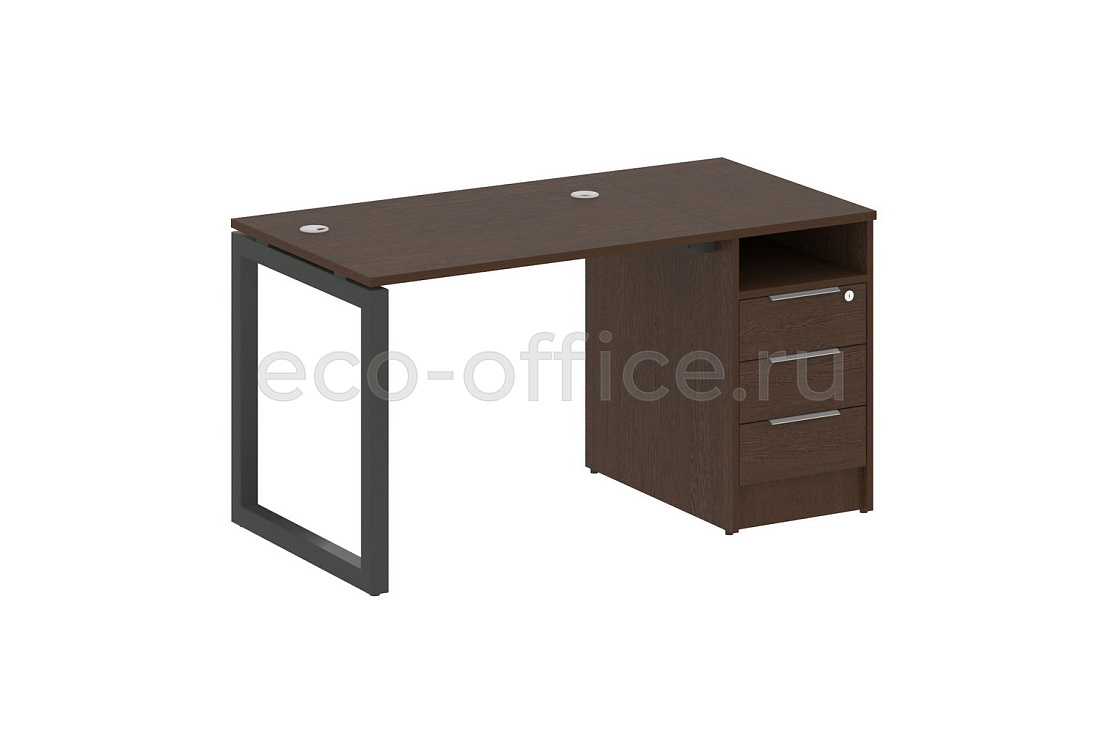 Рабочая станция с опорной тумбой METAL SYSTEM QUATTRO 5x5 50БО.РС-СТП-1.1 Венге Цаво / Антрацит металл  стоимость