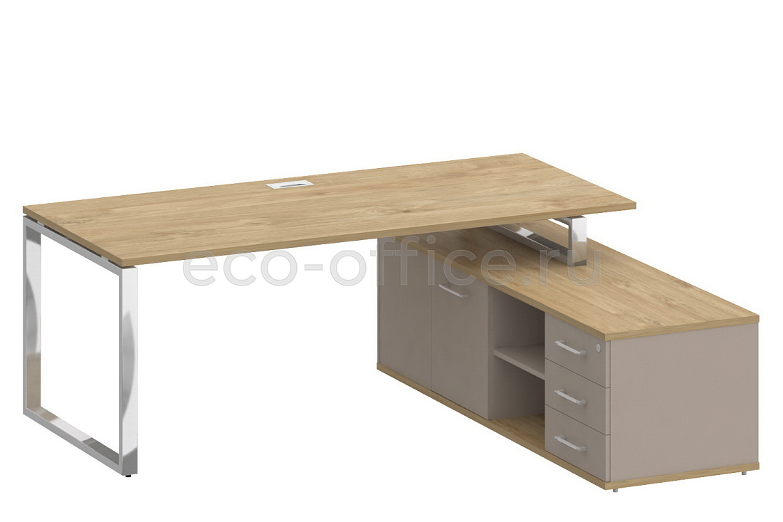 Стол руководителя c опорной греденцией SHIFT SK.SRG-200 (R) Тиквуд Светлый / Капучино  стоимость