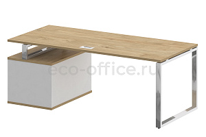Стол руководителя c опорной тумбой SHIFT SK.SRT-200 (R) Тиквуд Светлый / Белый Бриллиант фото