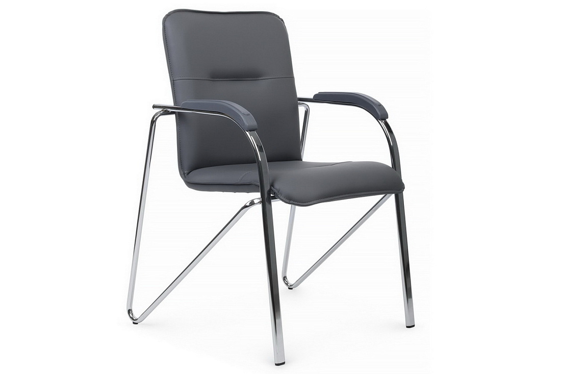 конференц-кресло rv chair самба на гальванических опорах smb-03h серая экокожа фото