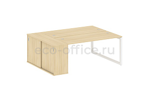 Рабочая станция с опорным шкафом-купе METAL SYSTEM QUATTRO 5x5 50БО.РС-СШК-1.4 Акация Лорка / Белый металл фото