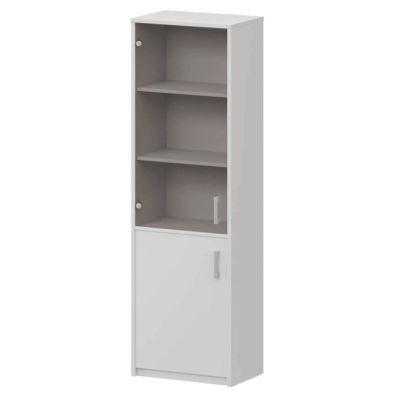 шкаф комбинированный узкий с тонированным стеклом protech а-321/а-стл321тон белый фото