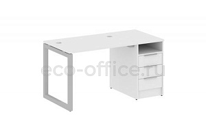 Рабочая станция с опорной тумбой METAL SYSTEM QUATTRO 5x5 50БО.РС-СТП-1.1 Белый / Серый металл фото