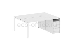 Рабочая станция с опорной тумбой METAL SYSTEM QUATTRO 5x5 50БП.РС-СТП-2.3 Белый / Белый металл фото