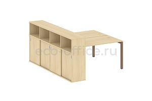 Рабочая станция с опорным шкафом-купе METAL SYSTEM QUATTRO 5x5 50БП.РС-СШК-4.3 Акация Лорка / Мокко металл фото