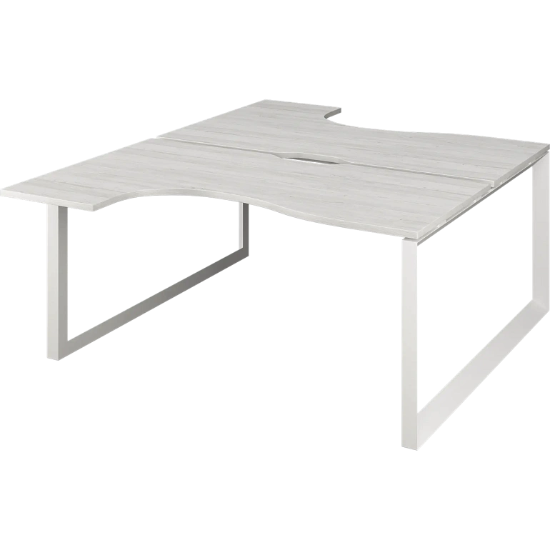 бенч эргономичный на 2 рабочих места на металлокаркасе protech нтмп.о.б2-040 сосна винтер/белый фото