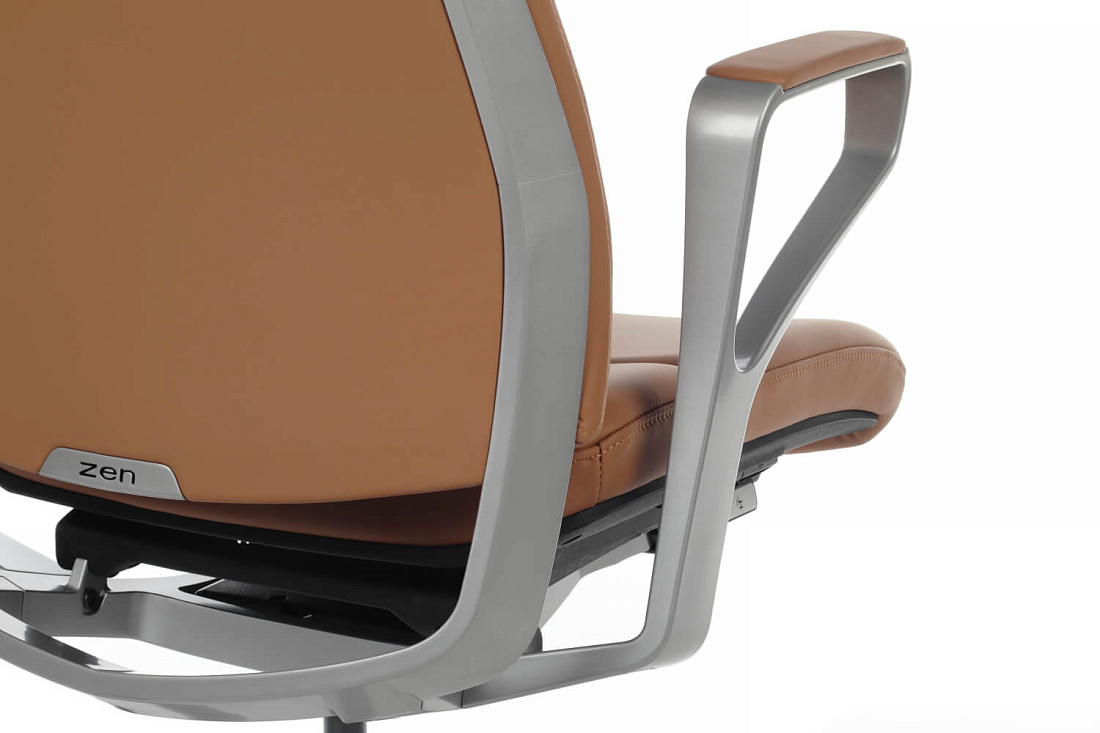 кресло руководителя rv design zen 01e оранжевая кожа / серебристый металл фото
