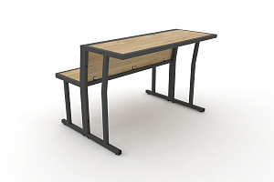 Комплект скамья со столом DESK DKN-1100LS Тиквуд Светлый / Антрацит металл фото