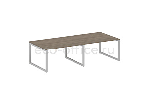 Стол переговорный (2 столешницы) METAL SYSTEM QUATTRO 5x5 50БО.ПРГ-2.3 Вяз Благородный / Серый металл фото