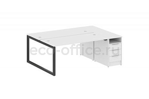 Рабочая станция с опорной тумбой METAL SYSTEM QUATTRO 5x5 50БО.РС-СТП-2.4 Белый / Антрацит металл фото