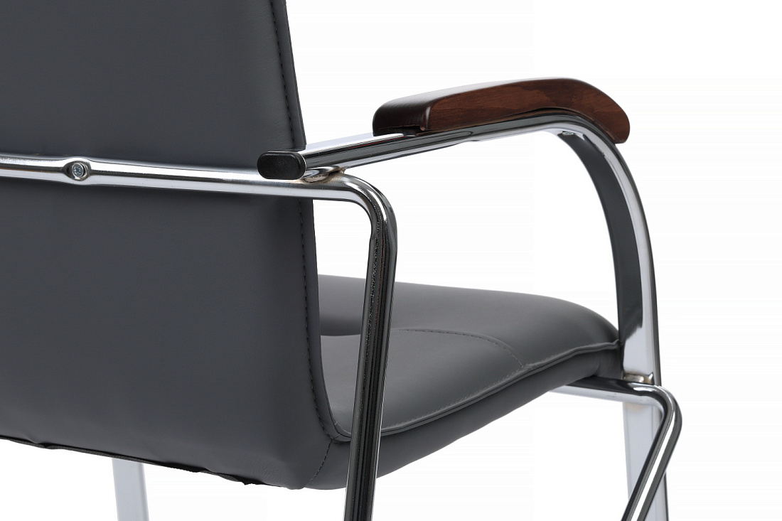 конференц-кресло rv chair самба на гальванических опорах smb-02h серая экокожа фото