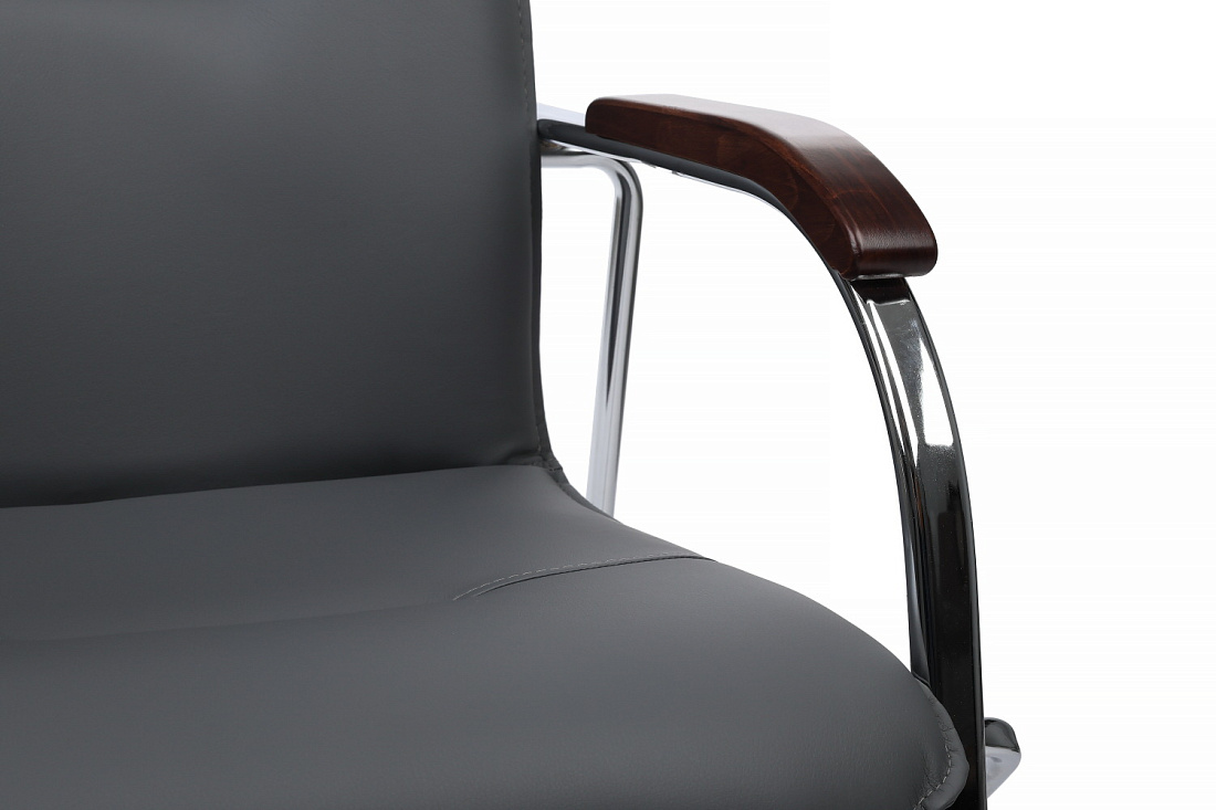 конференц-кресло rv chair самба на гальванических опорах smb-02h серая экокожа фото