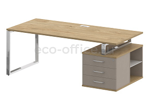 Стол руководителя c опорной тумбой SHIFT SK.SRT-200 (R) Тиквуд Светлый / Капучино фото
