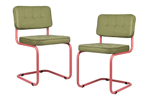 Комплект конференц-кресел ECO-CHAIR COLOMBO Comfort CLM-05 Оливковый велюр / Винтажная роза металл фото