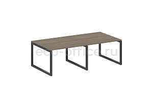 Стол переговорный (2 столешницы) METAL SYSTEM QUATTRO 5x5 50БО.ПРГ-2.2 Вяз Благородный / Антрацит металл фото