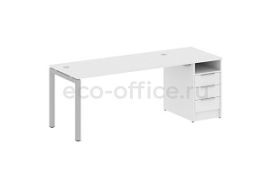 Рабочая станция с опорной тумбой METAL SYSTEM QUATTRO 5x5 50БП.РС-СТП-1.4 Белый / Серый металл фото