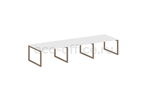Стол переговорный (3 столешницы) METAL SYSTEM QUATTRO 5x5 50БО.ПРГ-3.3 Белый / Мокко металл фото