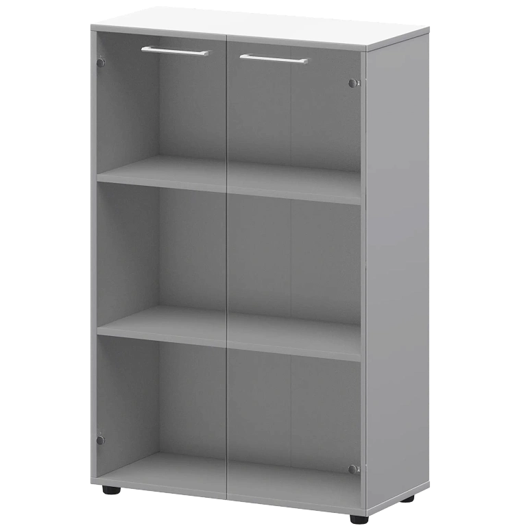 шкаф средний со стеклом protech смш38s(б) белый фото