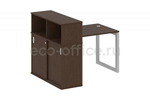 Стол письменный с опорным шкафом-купе METAL SYSTEM QUATTRO 5x5 50БО.РС-СШК-3.1 Венге Цаво / Серый металл фото