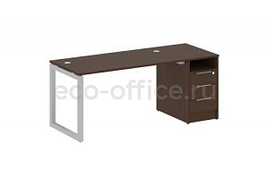 Рабочая станция с опорной тумбой METAL SYSTEM QUATTRO 5x5 50БО.РС-СТП-1.3 Венге Цаво / Серый металл фото