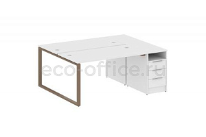 Рабочая станция с опорной тумбой METAL SYSTEM STYLE БО.РС-СТП-2.3 Белый / Мокко металл фото