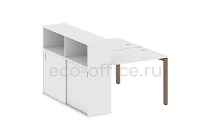 Рабочая станция с опорным шкафом-купе METAL SYSTEM QUATTRO 5x5 50БП.РС-СШК-2.1 Белый / Мокко металл фото
