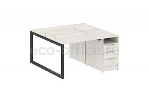 Рабочая станция с опорной тумбой METAL SYSTEM QUATTRO 5x5 50БО.РС-СТП-2.1 Дуб Наварра / Антрацит металл фото
