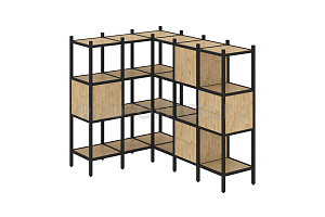 Комплект наборного стеллажа LOFT VR.L-30 Тиквуд Светлый / Чёрный металл фото
