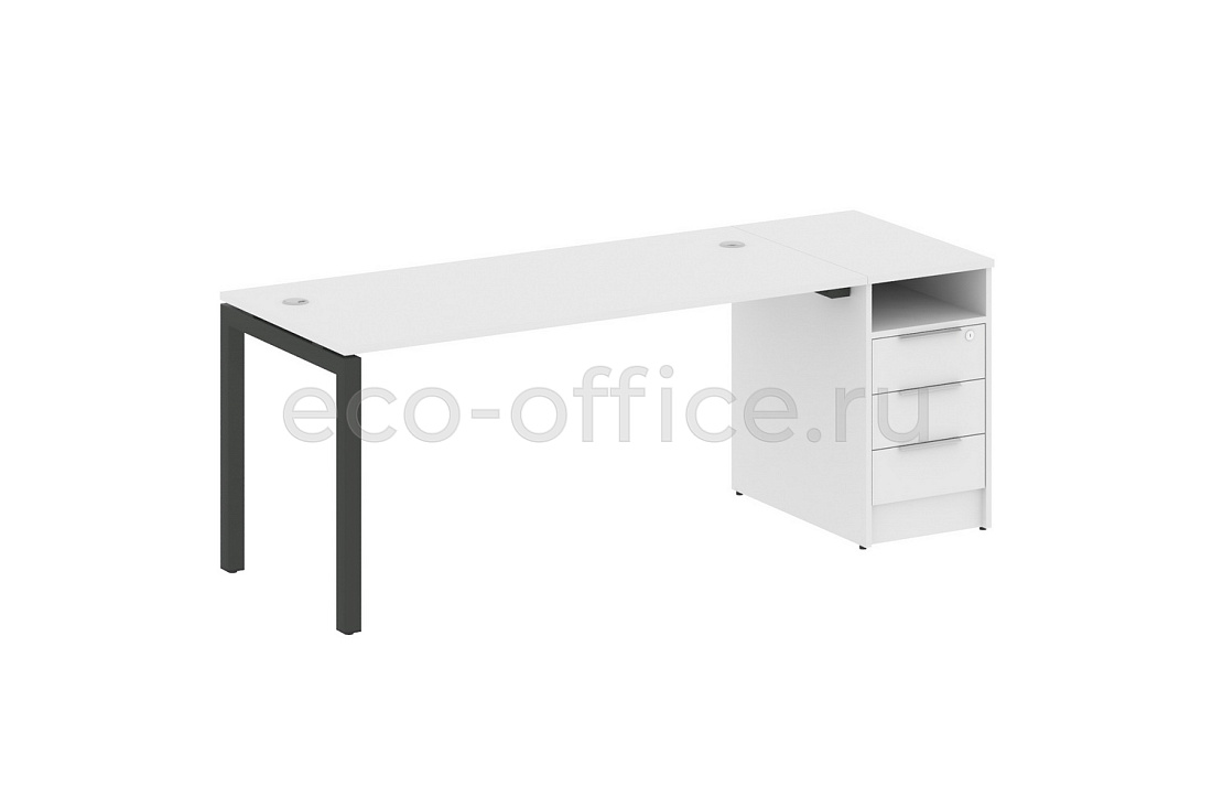 Рабочая станция с опорной тумбой METAL SYSTEM QUATTRO 5x5 50БП.РС-СТП-1.4 Белый / Антрацит металл купить в Москве
