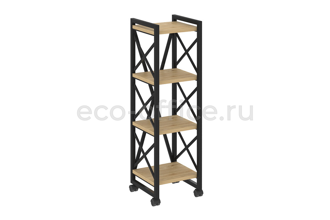 Стеллаж на колесных опорах LOFT VR.L-MST.K-4.4 Тиквуд Светлый / Чёрный металл  стоимость