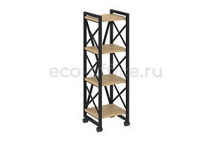 Стеллаж на колесных опорах LOFT VR.L-MST.K-4.4 Тиквуд Светлый / Чёрный металл фото