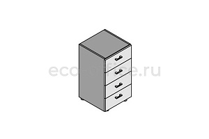 Шкаф низкий с ящиками 4шт. (меламин) ELITE 174053 Light Poplar / Black фото