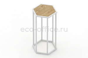 Стол журнальный HEX-800 Тиквуд Светлый / Белый металл фото