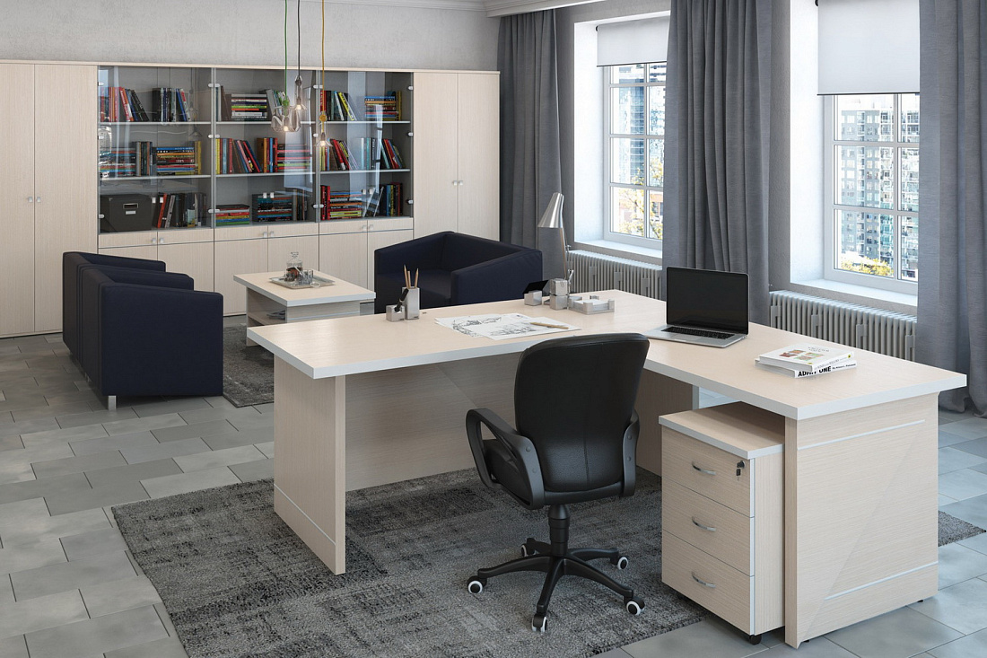 кабинет руководителя zoom дуб шамони светлый фото