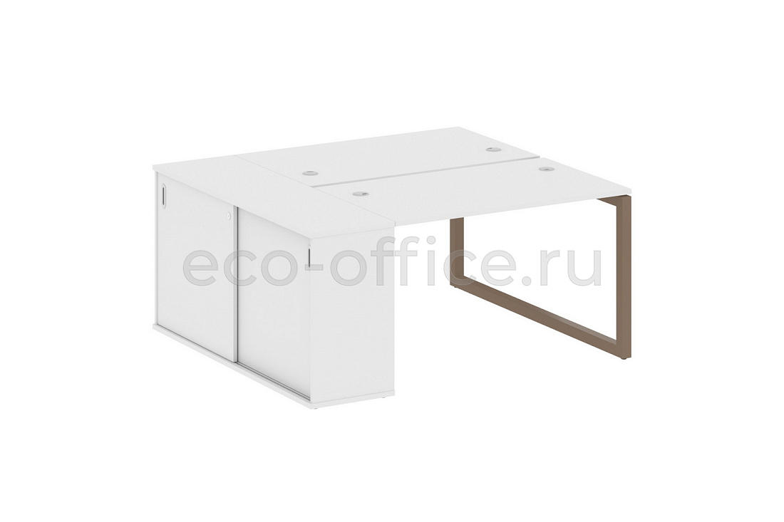 Рабочая станция с опорным шкафом-купе METAL SYSTEM QUATTRO 5x5 50БО.РС-СШК-1.2 Белый / Мокко металл  стоимость