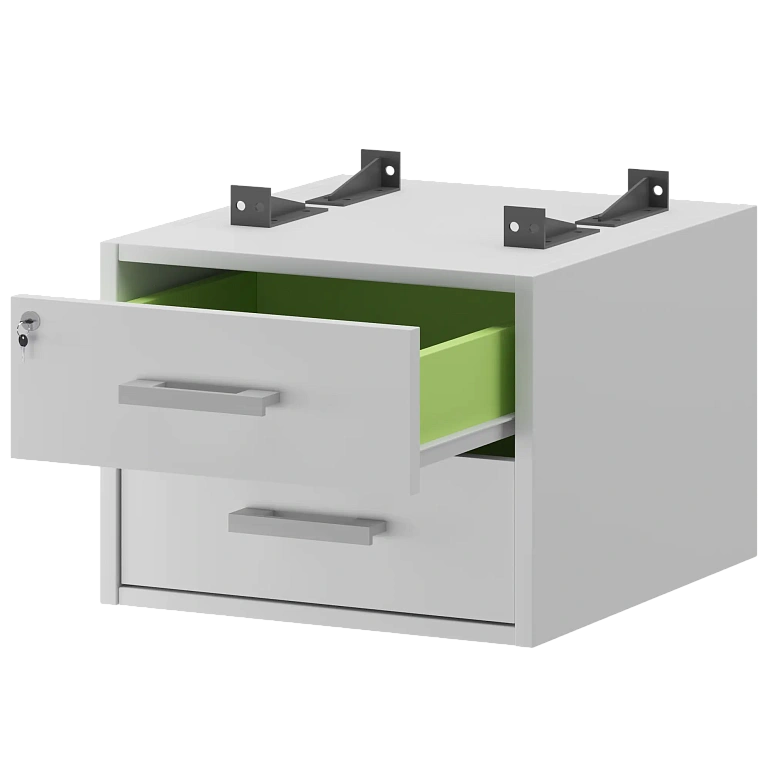 тумба подвесная для столов на м/каркасе гл.600 мм protech амт2-02ц.60 белый фото