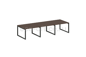 Стол переговорный (3 столешницы) METAL SYSTEM QUATTRO 5x5 50БО.ПРГ-3.2 Венге Цаво / Антрацит металл фото