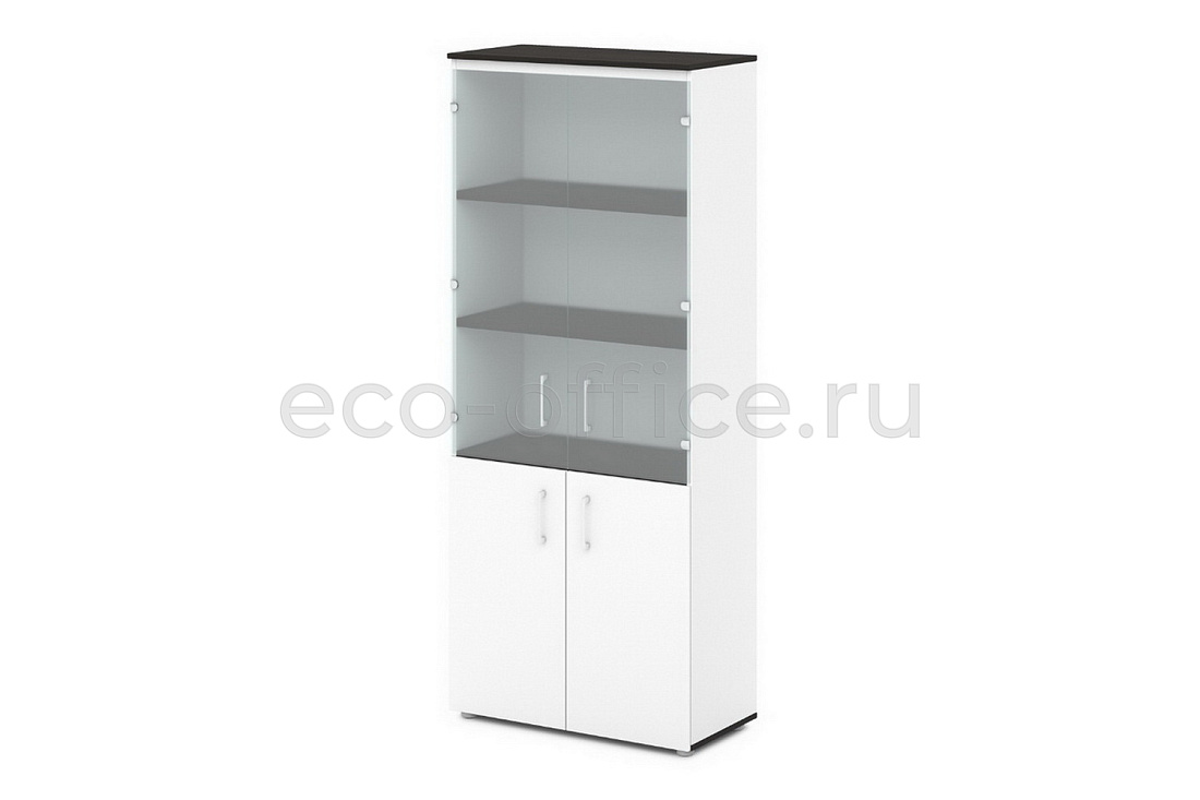 Шкаф для документов со стеклом SENTIDA S-614 Дуб Честерфилд / Белый  стоимость