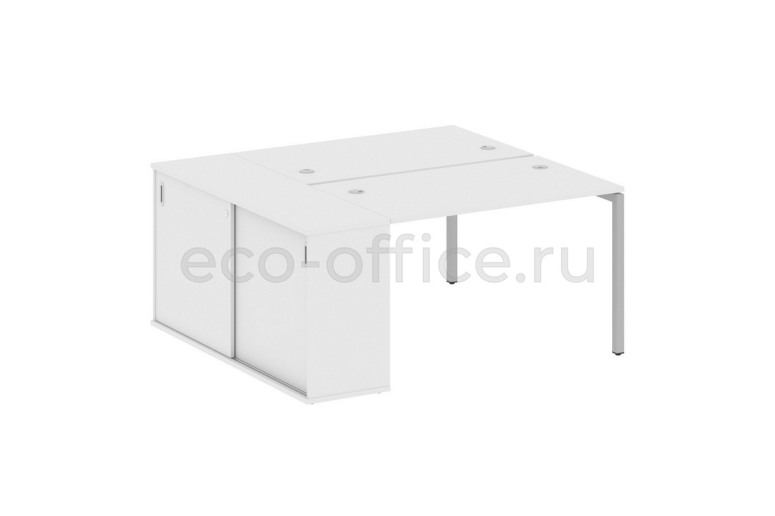 Рабочая станция с опорным шкафом-купе METAL SYSTEM QUATTRO 4x4 40БП.РС-СШК-1.2 Белый / Серый металл  стоимость