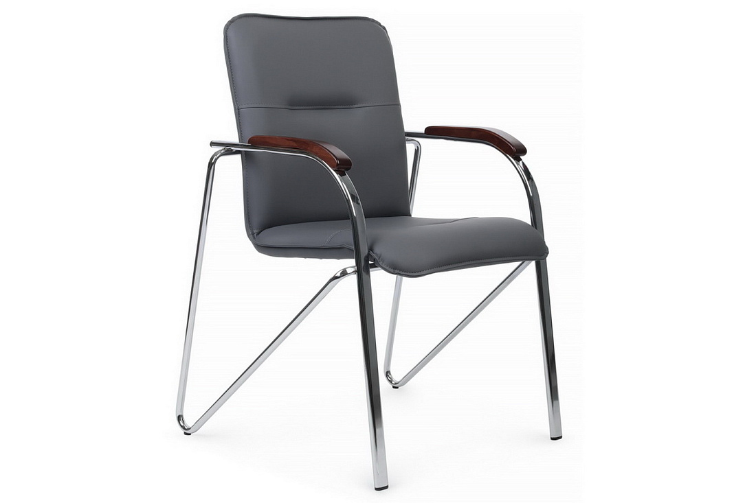 конференц-кресло rv chair самба на гальванических опорах smb-02h серая экокожа фото