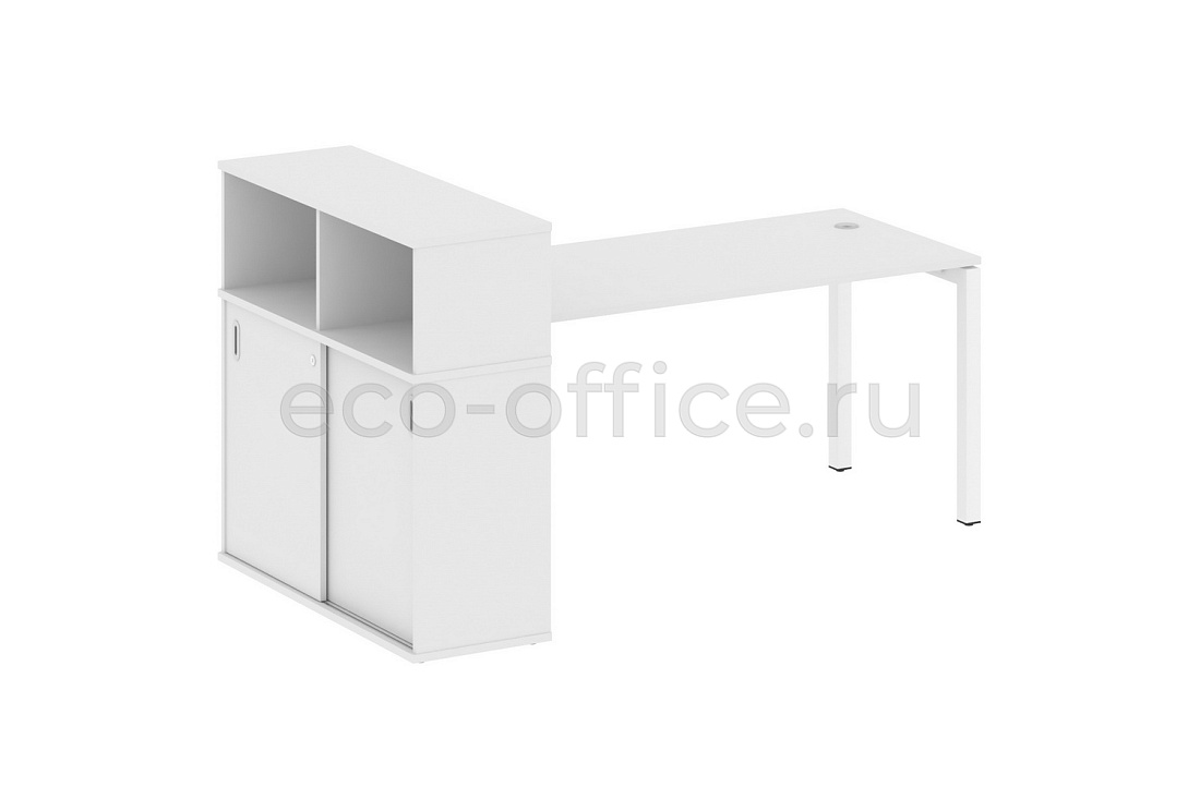 Стол письменный с опорным шкафом-купе METAL SYSTEM QUATTRO 5x5 50БП.РС-СШК-3.4 Белый / Белый металл купить в Москве