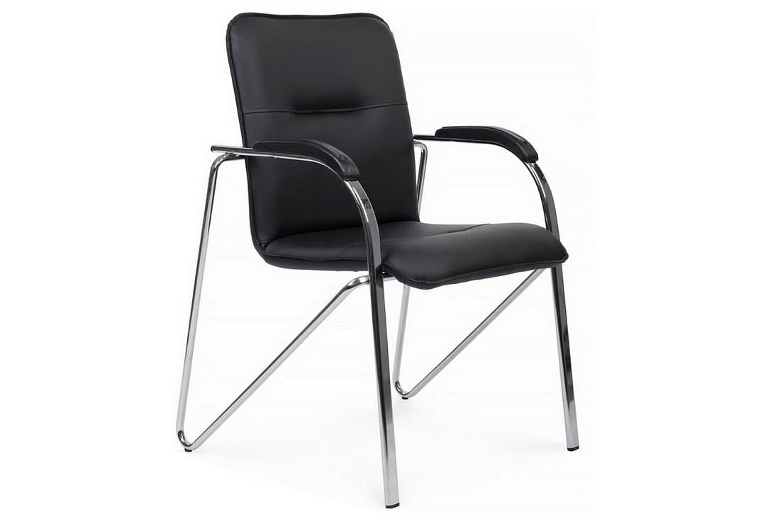конференц-кресло rv chair самба на гальванических опорах smb-03h чёрная экокожа фото