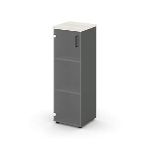 Шкаф средний узкий STYLE PROJECT SN.STU-205(L) Антрацит/Дуб Наварра/Прозрачный/Черный Ручки фото