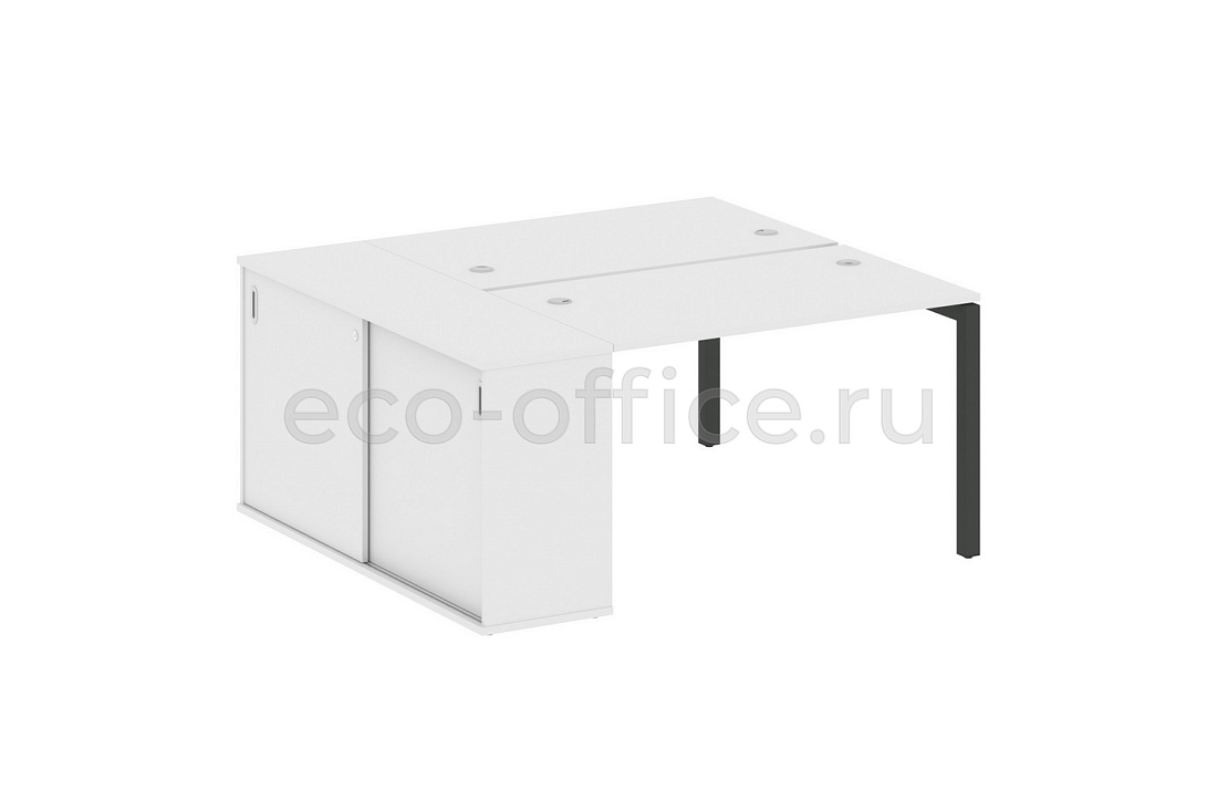 Рабочая станция с опорным шкафом-купе METAL SYSTEM QUATTRO 5X5 50БП.РС-СШК-1.2 Белый / Антрацит металл купить в Москве