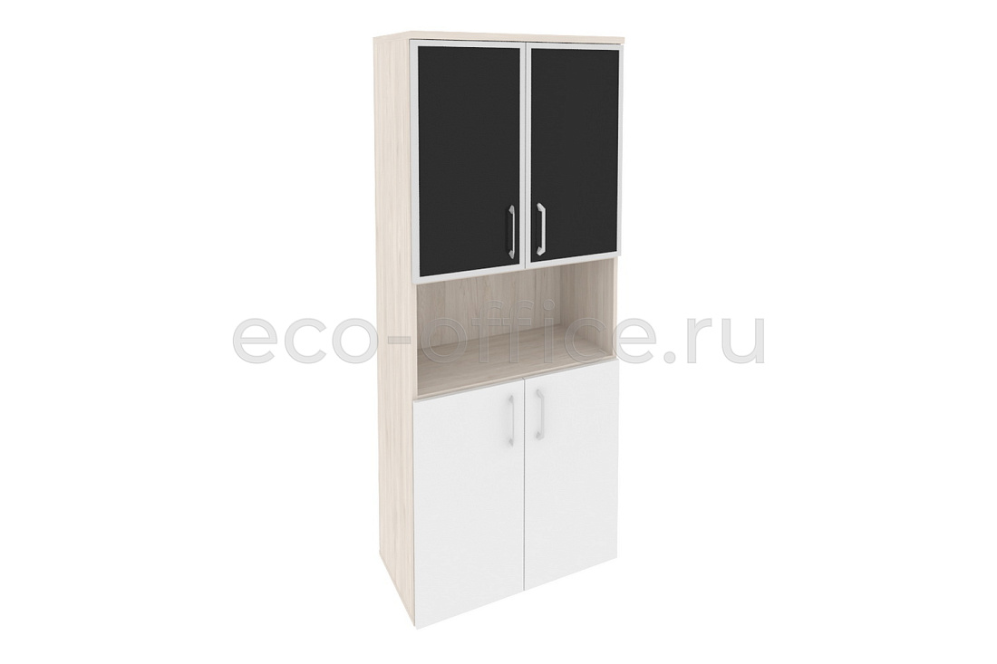 Шкаф высокий широкий ONIX O.ST-1.4 R black Денвер Светлый / Белый Бриллиант купить в Москве